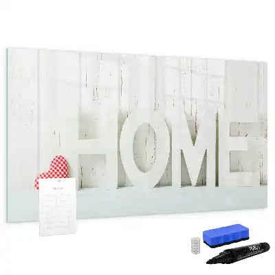 Magnetic glass dry erase board with Home text