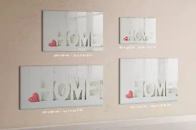 Magnetic glass dry erase board with Home text