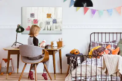 Magnetic glass dry erase board with Home text
