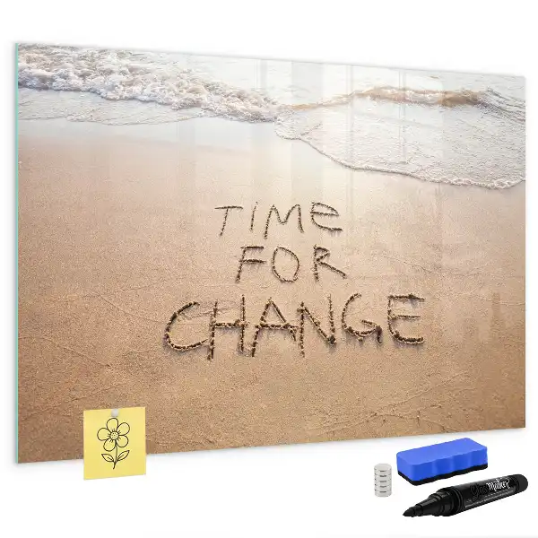 Magnetic marker board with beach quote design
