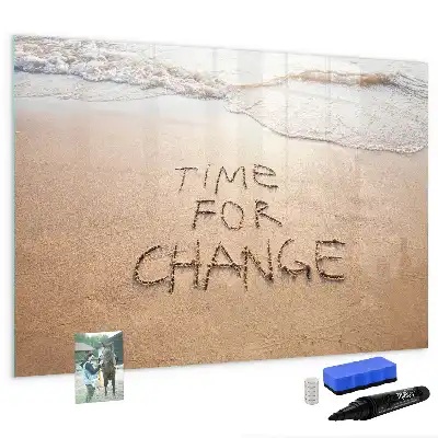 Magnetic marker board with beach quote design