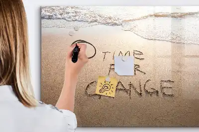 Magnetic marker board with beach quote design