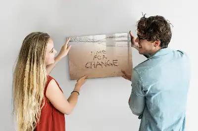 Magnetic marker board with beach quote design