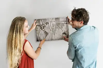 Magnetic glass dry erase board with a world map pattern