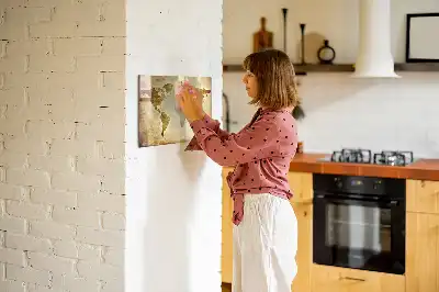 Magnetic glass dry erase board featuring an old world map design
