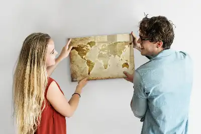 Magnetic glass dry erase board featuring an old world map design