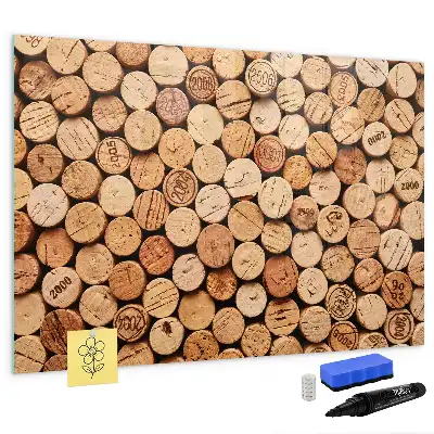 Magnetic glass dry erase board wooden wine cork style