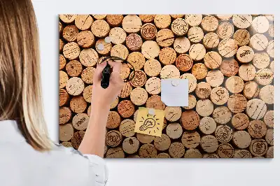 Magnetic glass dry erase board wooden wine cork style