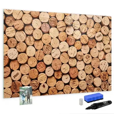 Magnetic glass dry erase board wooden wine cork style