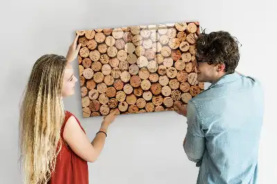 Magnetic glass dry erase board wooden wine cork style