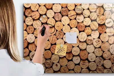 Magnetic glass dry erase board wooden wine cork style