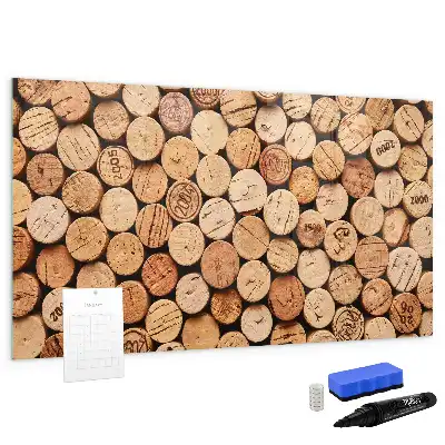 Magnetic glass dry erase board wooden wine cork style