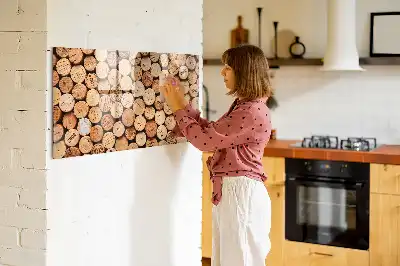 Magnetic glass dry erase board wooden wine cork style
