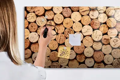 Magnetic glass dry erase board wooden wine cork style