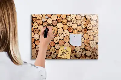 Magnetic glass dry erase board wooden wine cork style
