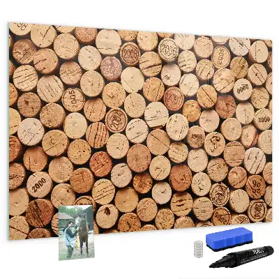 Magnetic glass dry erase board wooden wine cork style