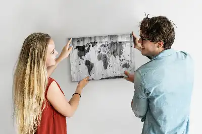 Magnetic world map on wood marker board edition