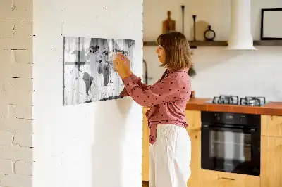 Magnetic world map on wood marker board edition