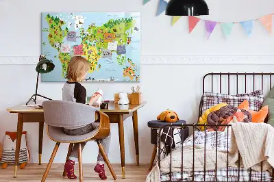 Magnetic world map whiteboard cultural design