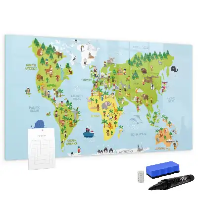 Magnetic world map whiteboard cultural design