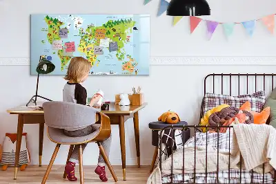 Magnetic world map whiteboard cultural design