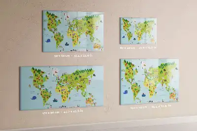 Magnetic world map whiteboard cultural design