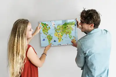 Magnetic world map whiteboard cultural design