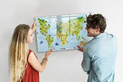 Magnetic world map whiteboard cultural design