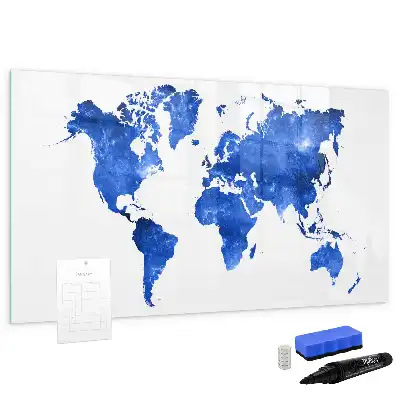 Magnetic glass dry erase board cosmic world map design