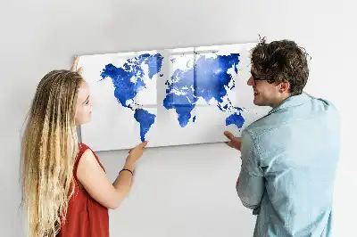 Magnetic glass dry erase board cosmic world map design