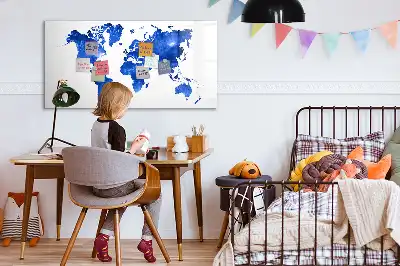 Magnetic glass dry erase board cosmic world map design