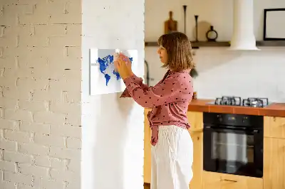 Magnetic glass dry erase board cosmic world map design