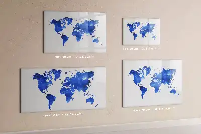 Magnetic glass dry erase board cosmic world map design