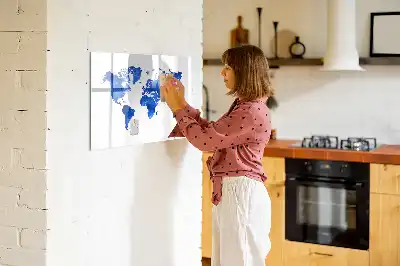 Magnetic glass dry erase board cosmic world map design