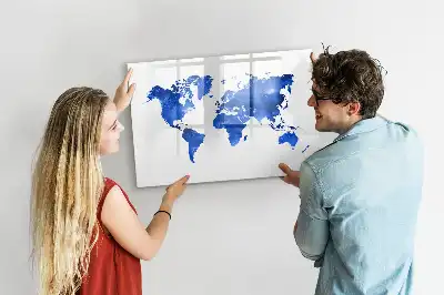 Magnetic glass dry erase board cosmic world map design