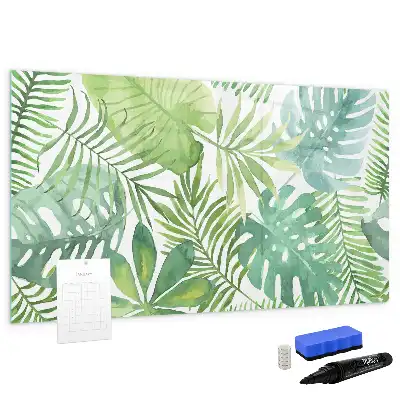 Magnetic marker board with an exotic leaves print