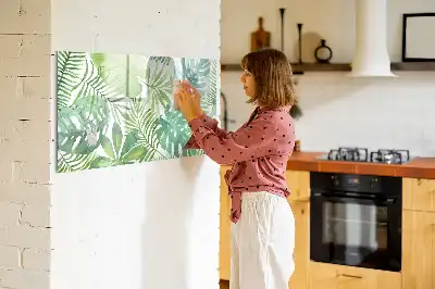 Magnetic marker board with an exotic leaves print