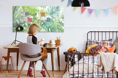 Magnetic marker board with an exotic leaves print