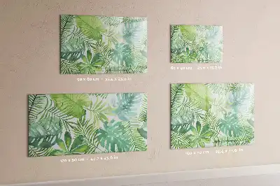 Magnetic marker board with an exotic leaves print