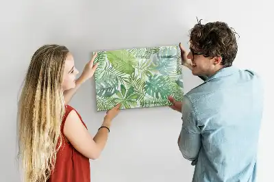 Magnetic marker board with an exotic leaves print