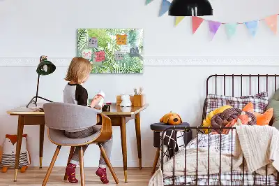 Magnetic marker board with an exotic leaves print