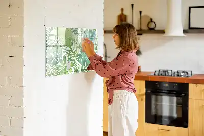 Magnetic marker board with an exotic leaves print