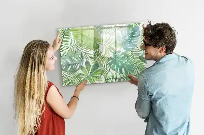 Magnetic marker board with an exotic leaves print