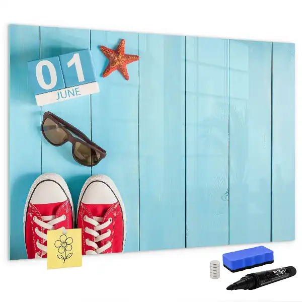 Magnetic glass dry erase board first day of summer design