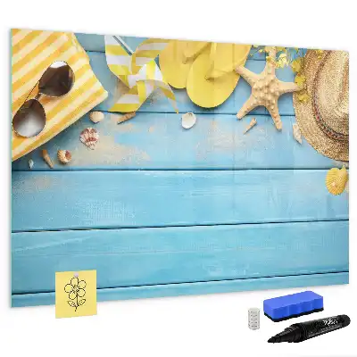 Magnetic marker board with beach accessories design