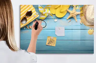 Magnetic marker board with beach accessories design