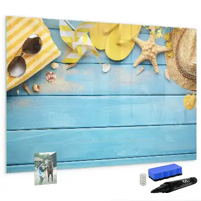 Magnetic marker board with beach accessories design