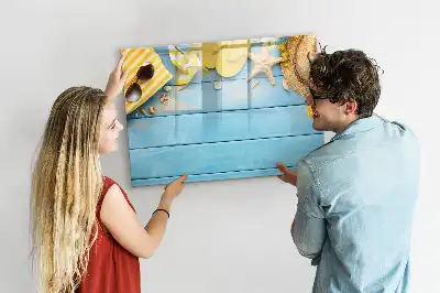 Magnetic marker board with beach accessories design