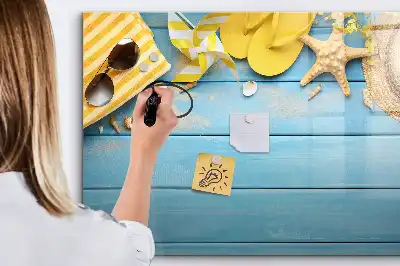 Magnetic marker board with beach accessories design