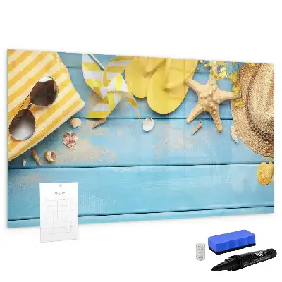 Magnetic marker board with beach accessories design
